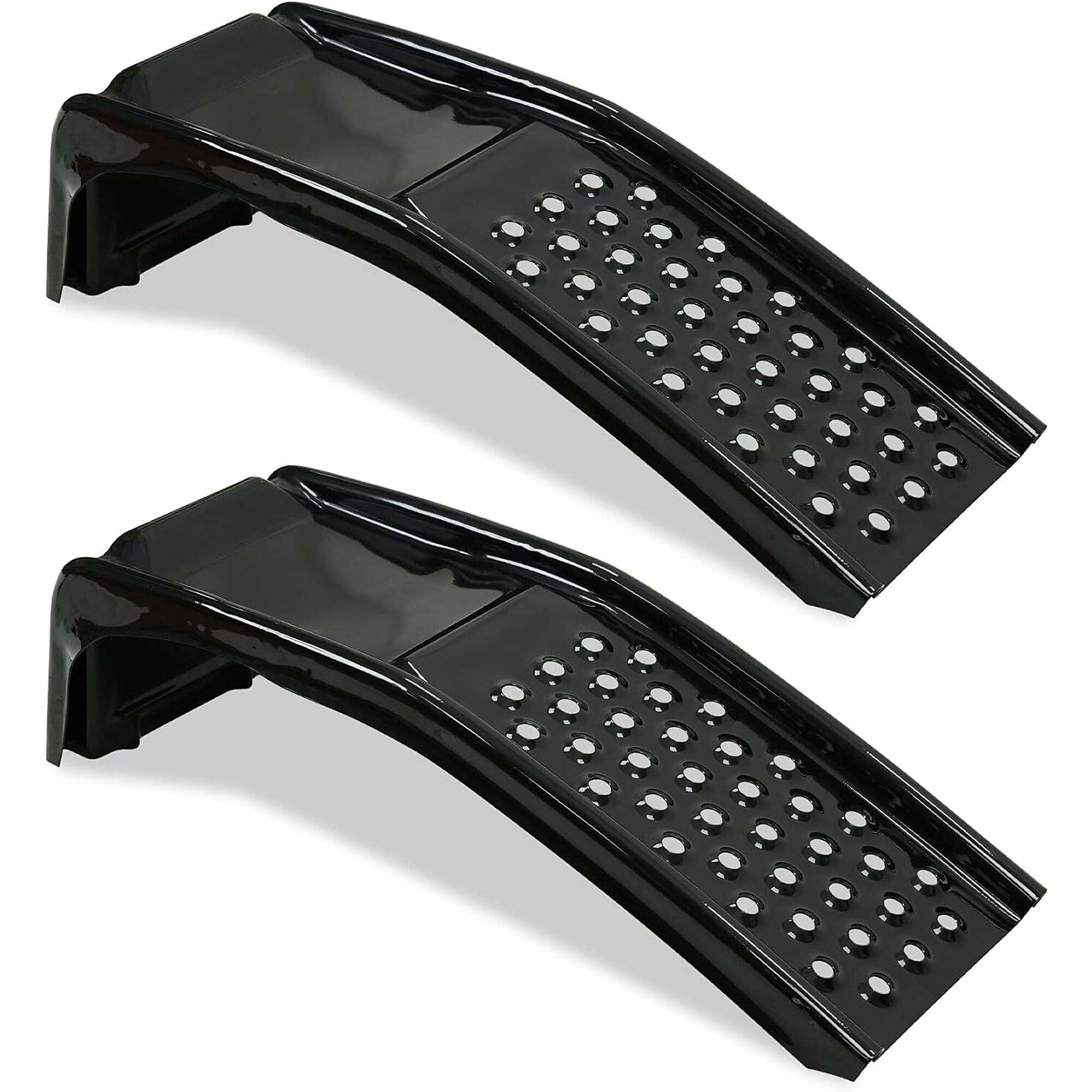 Uriah Products Solid Steel Auto Ramp Set — 8,000-Lb. Capacity, Black Powder-Coated, Raised Safety Ribs, Model# URRM10102092